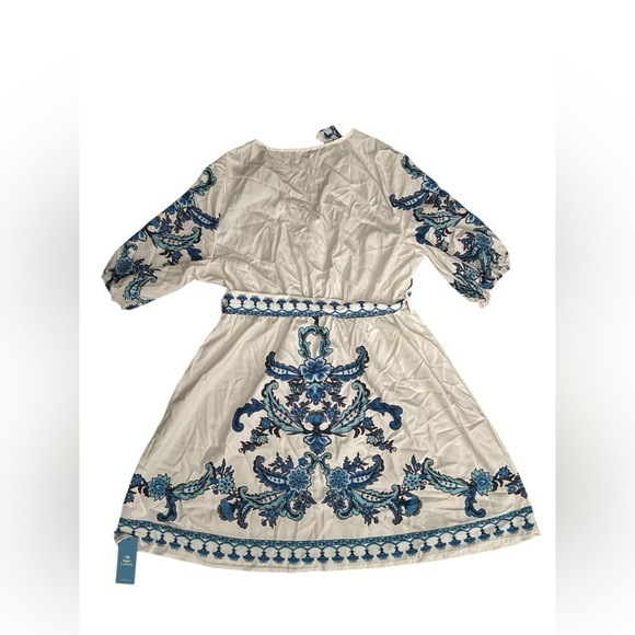 Cupshe Green Paisley V-Neck Puff Sleeve Mini Dress - Picture 6 of 6